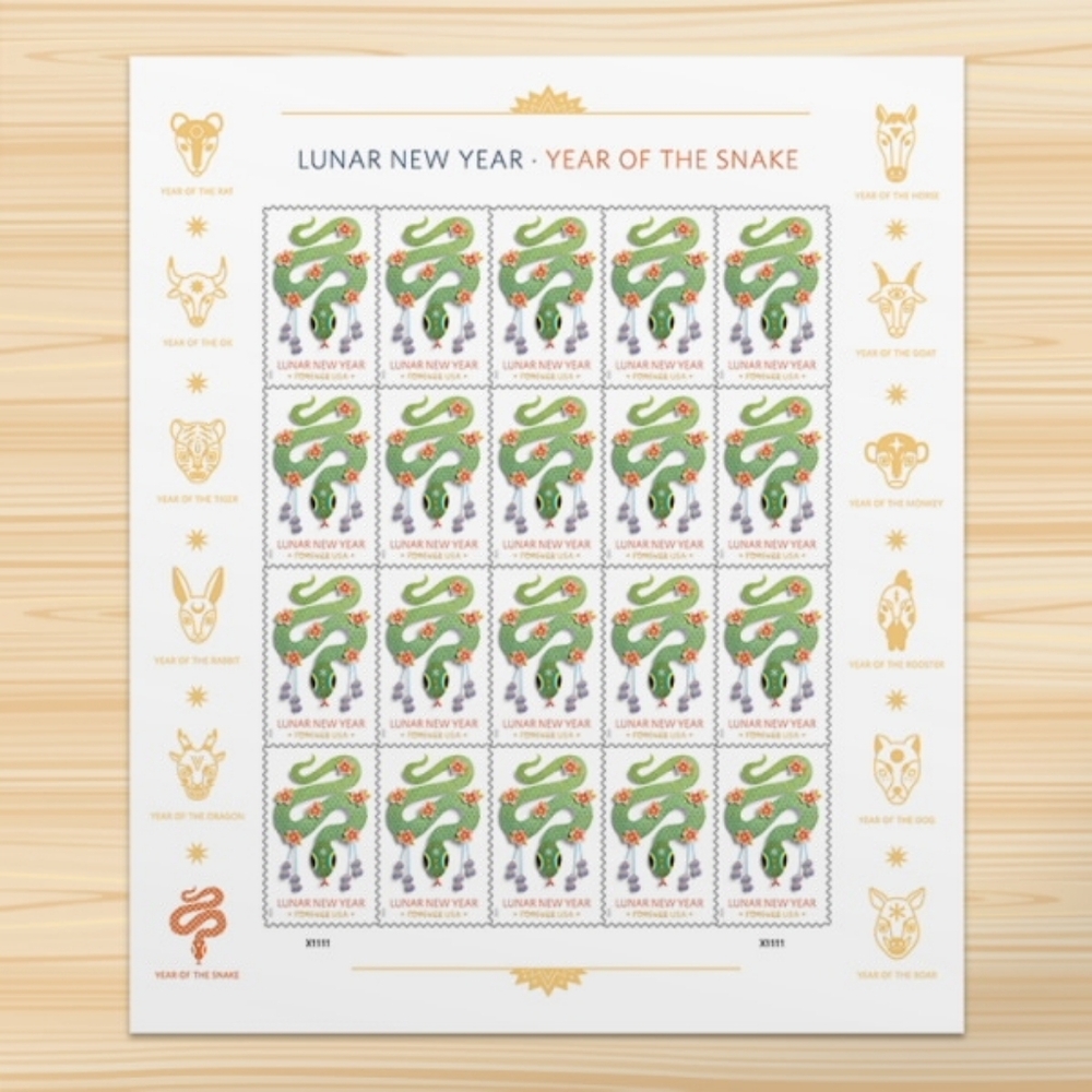 100 Lunar New Year of the Snake‎ 2025 Forever Postage Stamps US Postal USPS